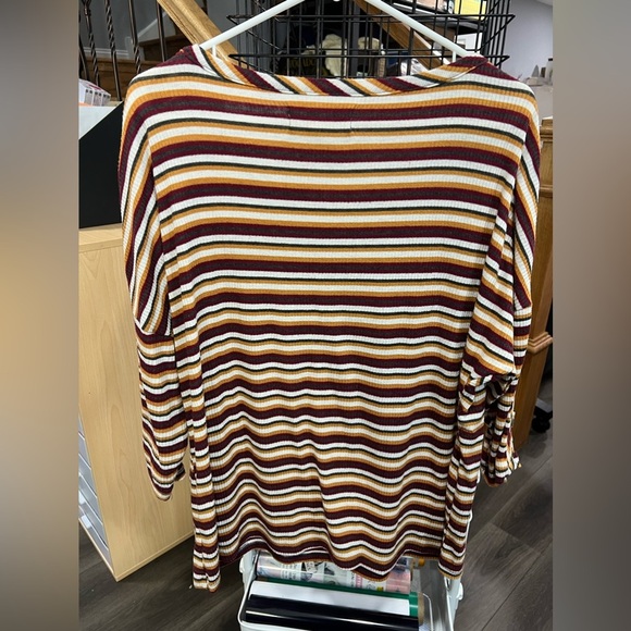 French Laundry Multi Color Striped Shirt w/ Button Detail Size XL - Picture 4 of 4